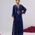 Blue embroidered velvet kaftan