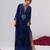 Blue embroidered velvet kaftan
