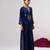 Blue embroidered velvet kaftan