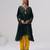 Green embroidered velvet kurta set