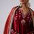 Red embroidered velvet kurta set