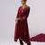 Red embroidered velvet kurta set