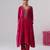 Pink embroidered velvet kurta set