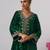 Green embroidered velvet kurta set