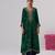 Green embroidered velvet kurta set