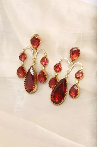 Ruby red teardrop earrings