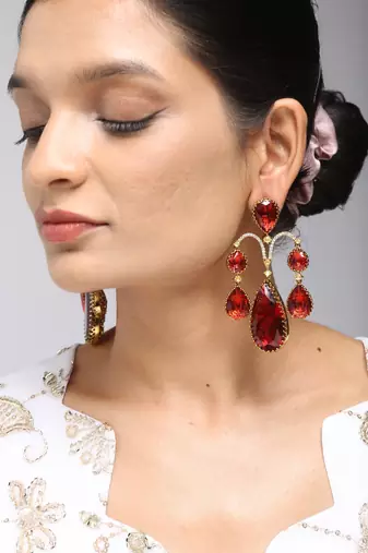 Ruby red teardrop earrings