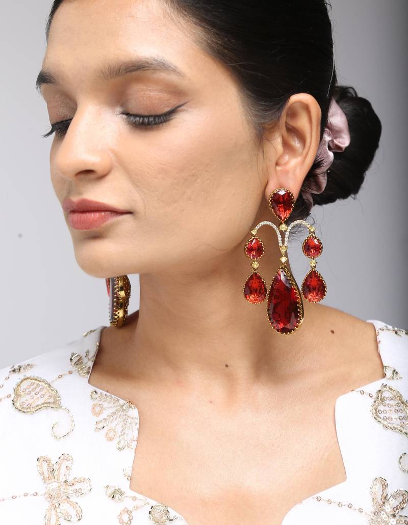 Ruby red teardrop earrings