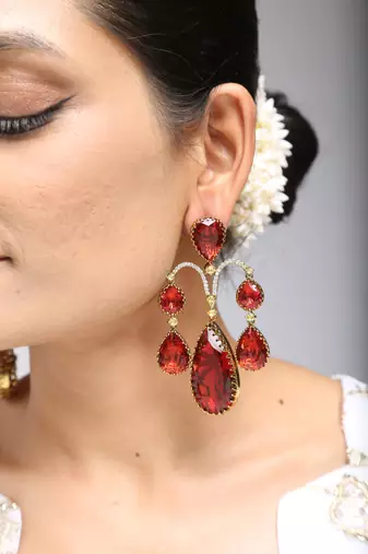 Ruby red teardrop earrings