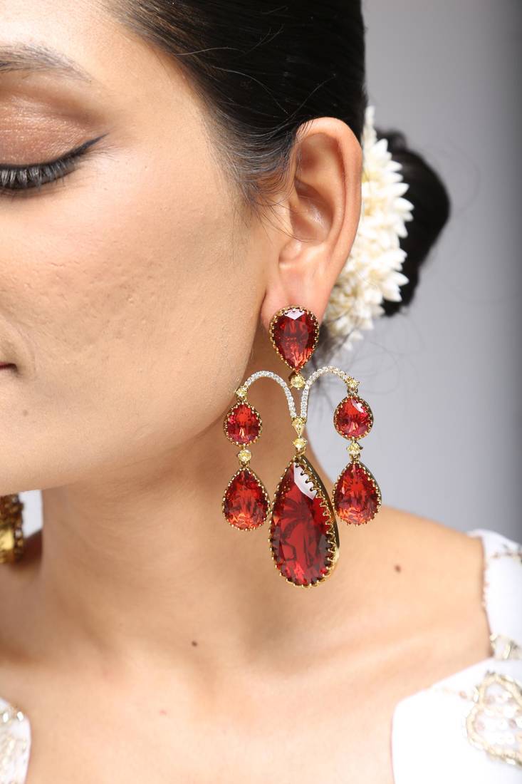 Ruby red teardrop earrings