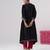 Black embroidered velvet kurta set