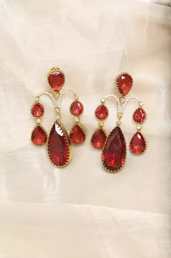 Ruby red teardrop earrings