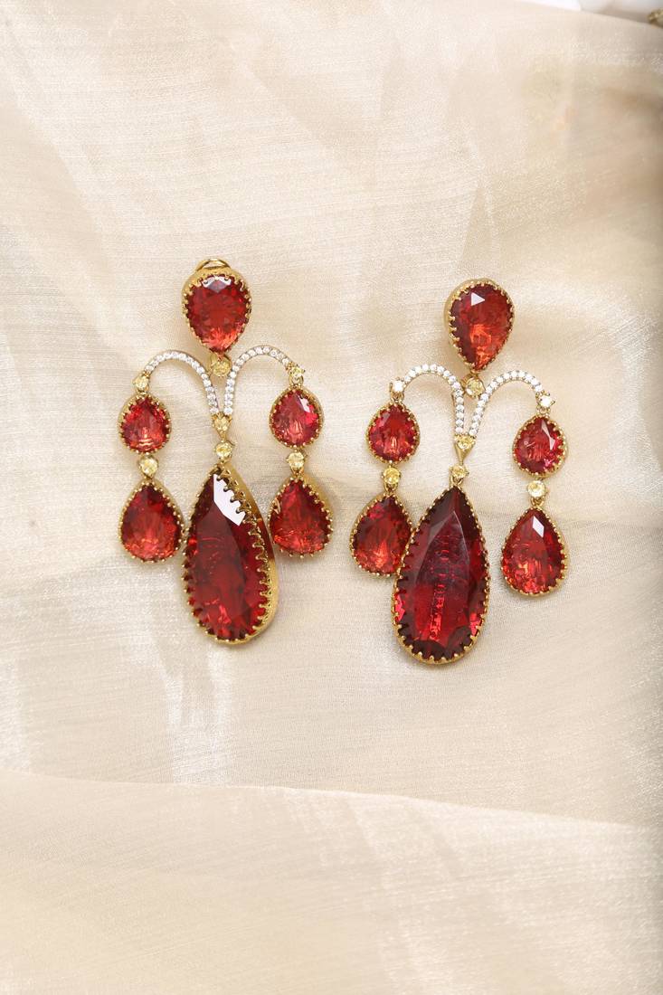 Ruby red teardrop earrings