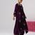 Purple embroidered velvet kurta set