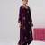 Purple embroidered velvet kurta set