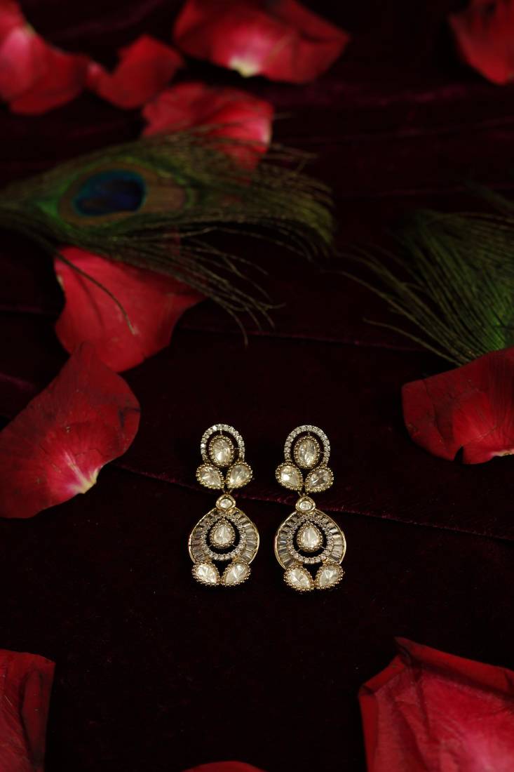 Baguette & polki pendant set