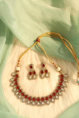 Ruby & gold ethnic choker 1
