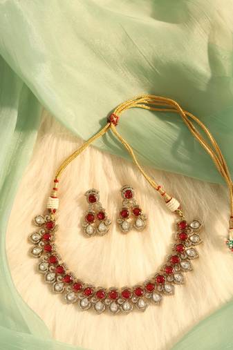 Ruby & gold ethnic choker
