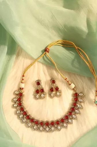 Ruby & gold ethnic choker