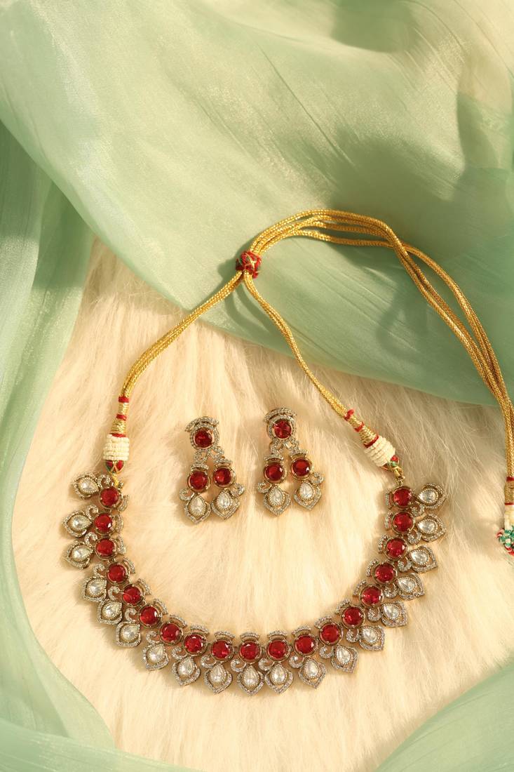 Ruby & gold ethnic choker