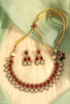 Ruby & gold ethnic choker 2