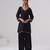 Black embroidered chanderi silk kurta set