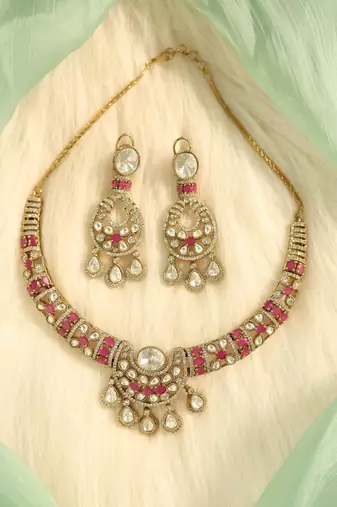 Ruby accented crescent set