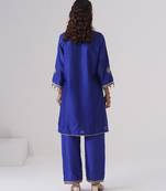 Blue embroidered chanderi silk kurta set