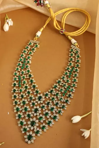 Emerald green floral multi-strand necklace
