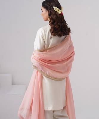 White embroidered chanderi silk kurta set 4