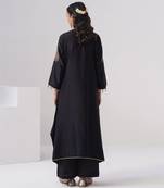 Black embroidered chanderi silk kurta set