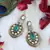 Green teardrop polki earrings