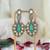 Green teardrop polki earrings