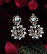 White stone openwork drops earrings