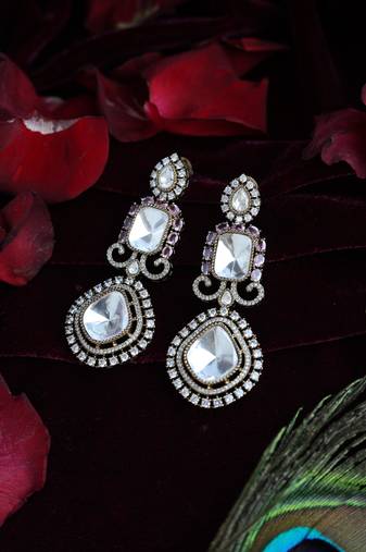 Pink & white antique earrings