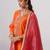 Orange embroidered chanderi silk kurta set