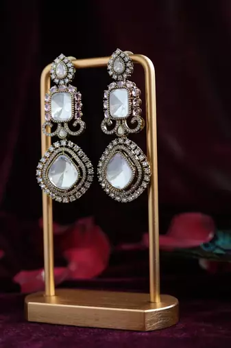 Pink & white antique earrings