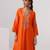 Orange embroidered chanderi silk kurta set