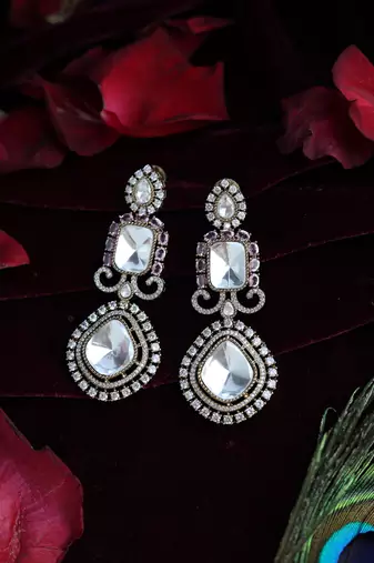 Pink & white antique earrings