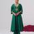 Green embroidered chanderi silk kurta set