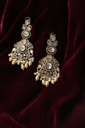 Victorian scroll & pearl earrings