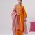 Orange embroidered chanderi silk kurta set
