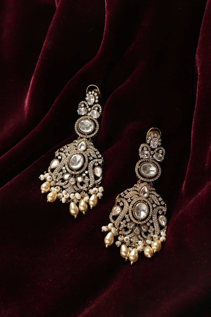 Victorian scroll & pearl earrings