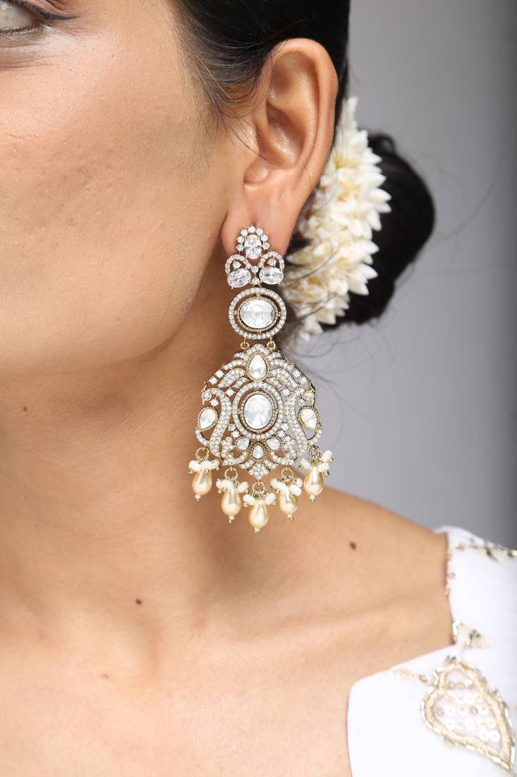 Victorian scroll & pearl earrings