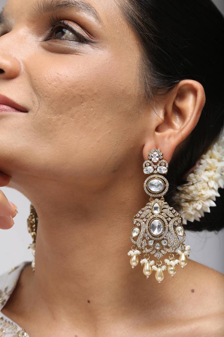 Victorian scroll & pearl earrings