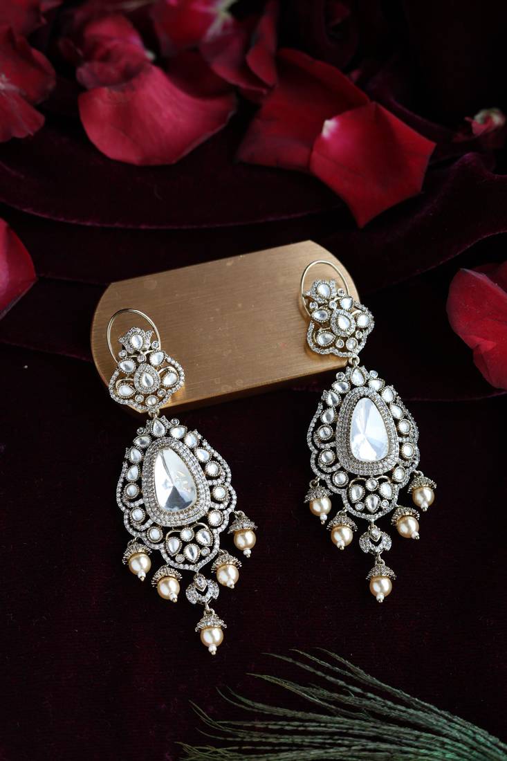 Large pear antique gold earrings