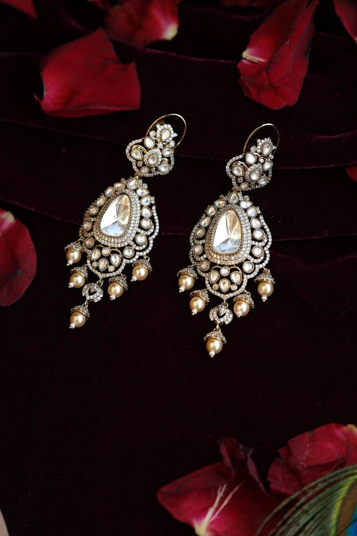 Large pear antique gold earrings