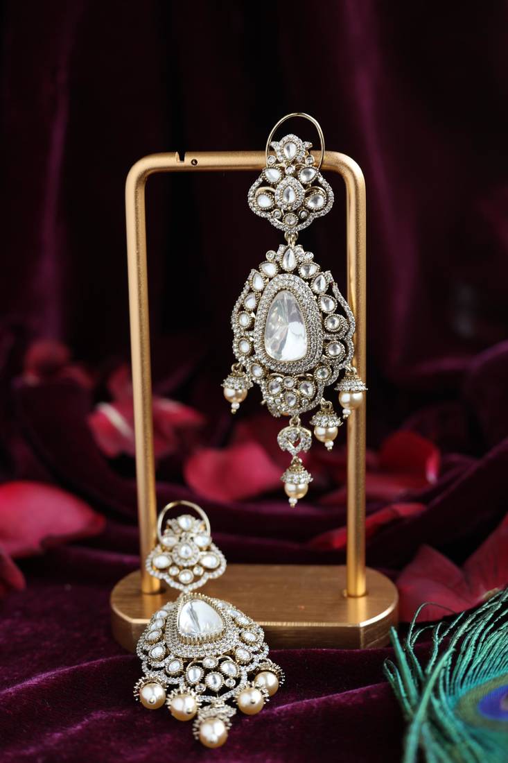 Large pear antique gold earrings