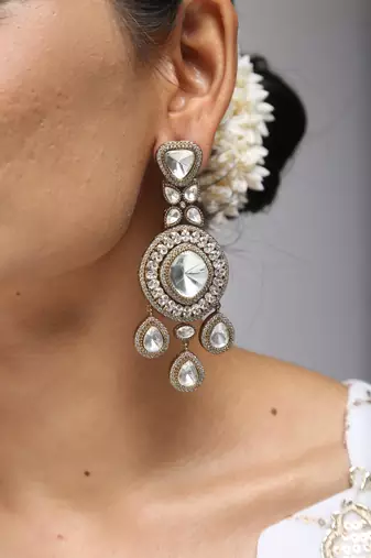 Double-drop polki earrings