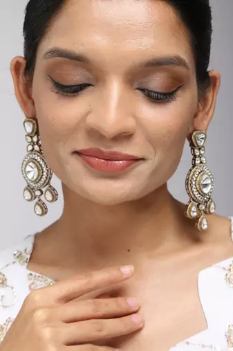 Double-drop polki earrings